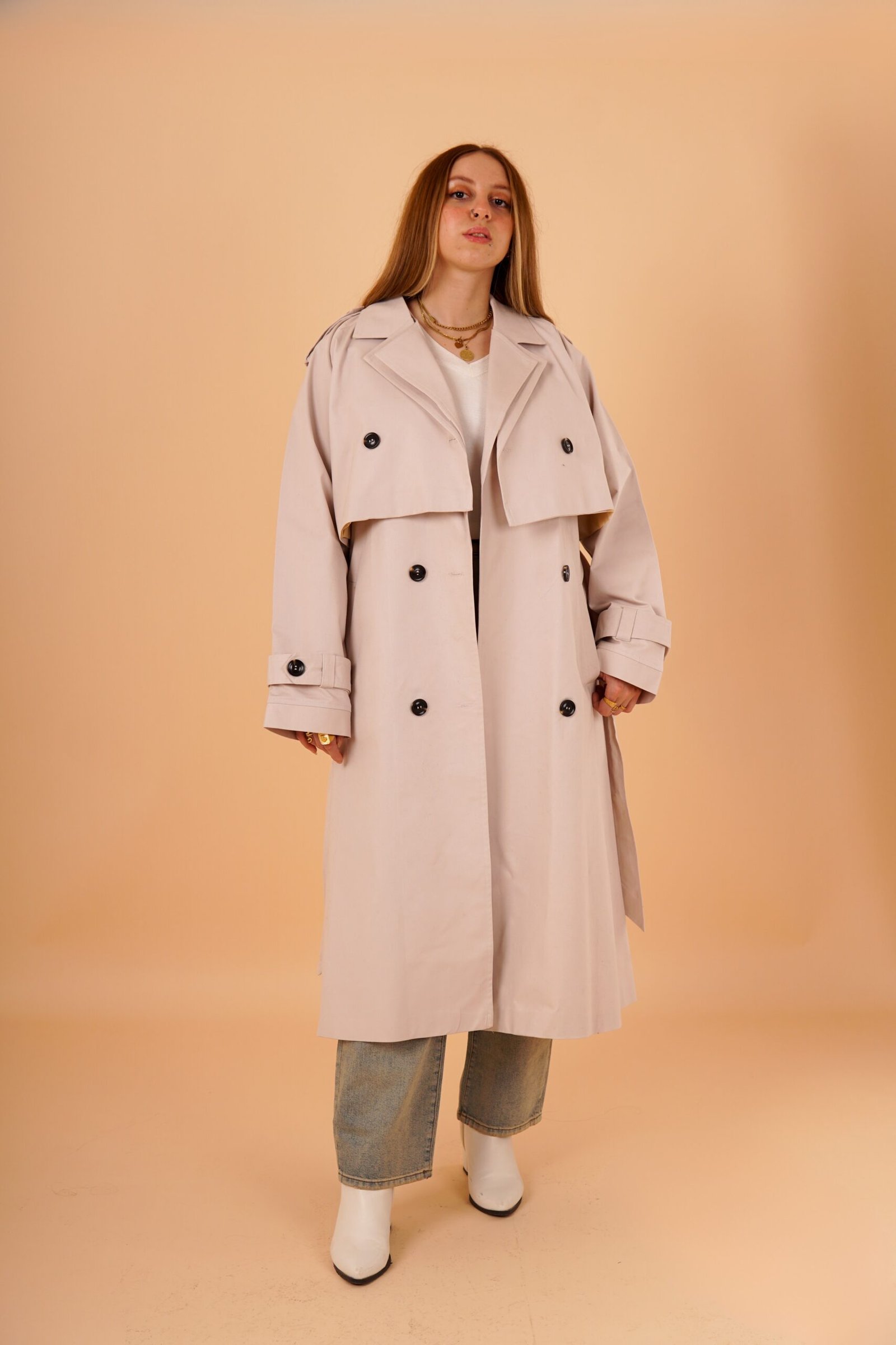 Two-Piece Trench Coat in Light Beige